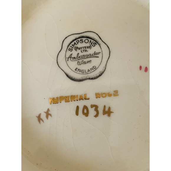 Simpsons England Ambassador Ware Imperial Rose Covered Serving Bowl-Hard To Find - Picture 6 of 6